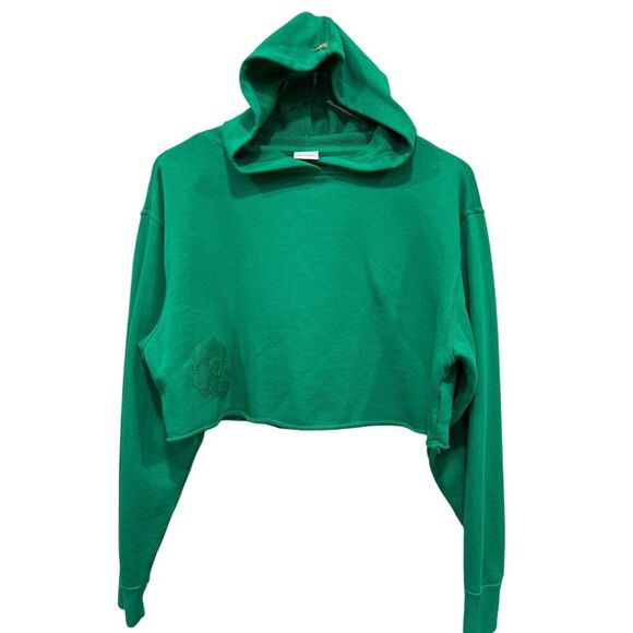 Nike Sportswear Size S Green Mama Cropped Pullover Hoodie Flower Embroidered - Picture 1 of 8